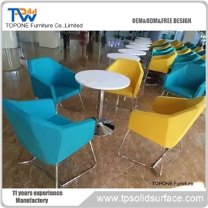 Design Solid Surface Table Top 4 Seater Artificial Marble Bistro Table Tops