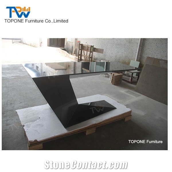 Executive Marble Stone Office Furniture Modern Black Office Table