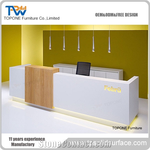 Fancy Reception Desk Solid Surface Counter Top
