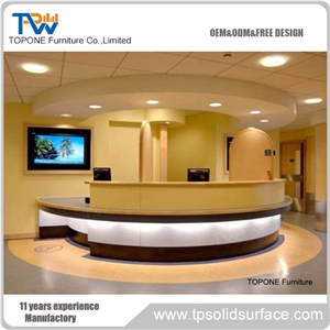 Fancy Reception Desk Solid Surface Counter Top