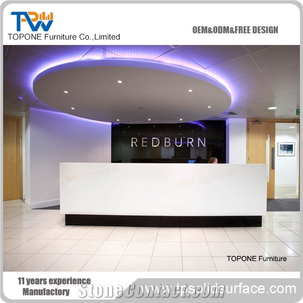 Hospital White Modern Artificial Marble Reception Counter From