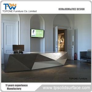 Manmade Stone Reception Desk,Curved Custom Artificial Marble Tabletops
