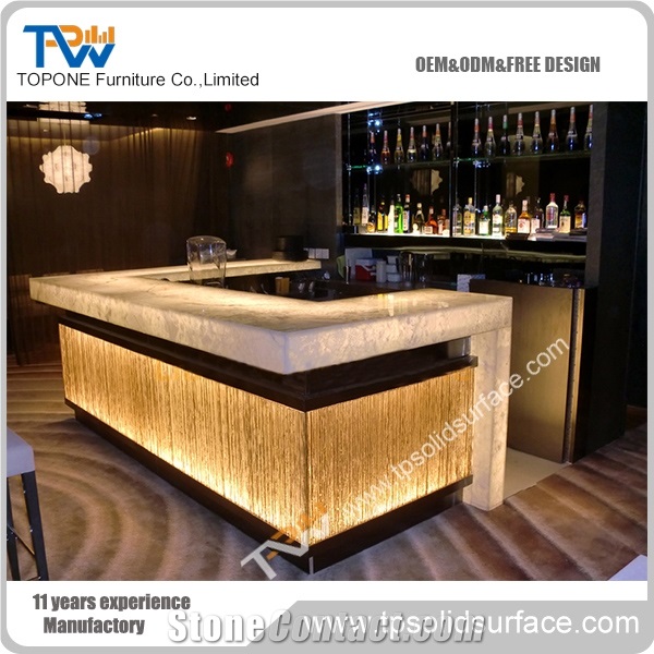 Modern Custom Design Led Lighted Marble Stone Led Bar Counter Top Oem