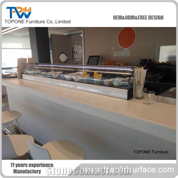 Modern Round Marble Reception Counter Tempered Glass