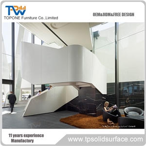 Stone Reception Desk,Curved Custom Artificial Marble Tabletops