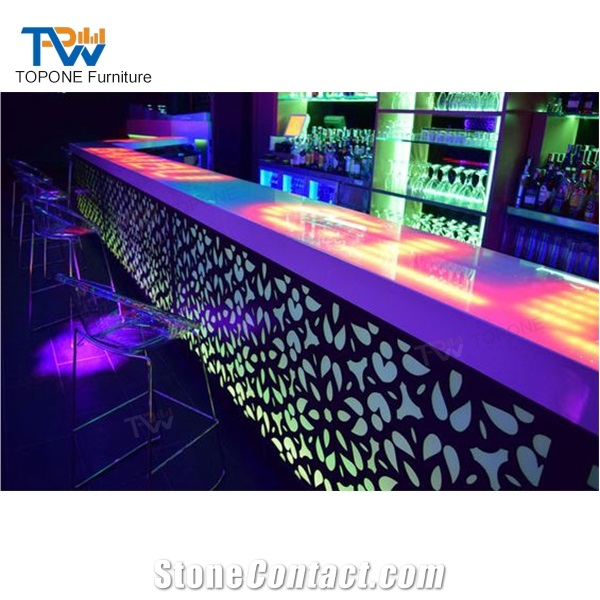 Topone Furniture Bubble Design Led Lighted Stone Wine Bar Counter
