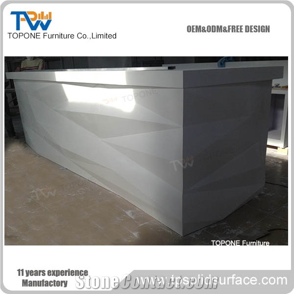 Topone Furniture White Diamond Design Modern Marble Stone Bar Counter
