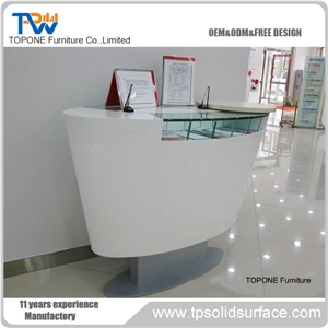 White Solid Surface Reception Desk