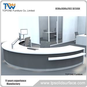 White Solid Surface Reception Desk