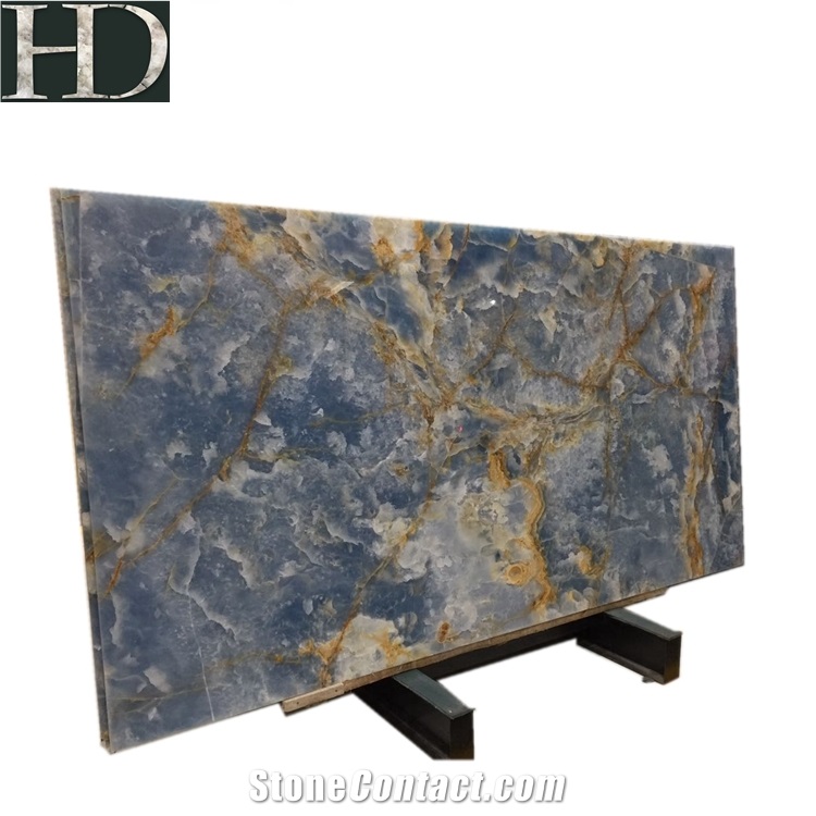Blue Natural Onyx Stone Top Big Size Blue Onyx Slab for Background