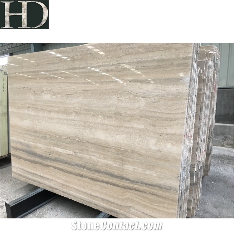 Top Quality Natural Stone Slab Italy Silver Grey Travertine Slab