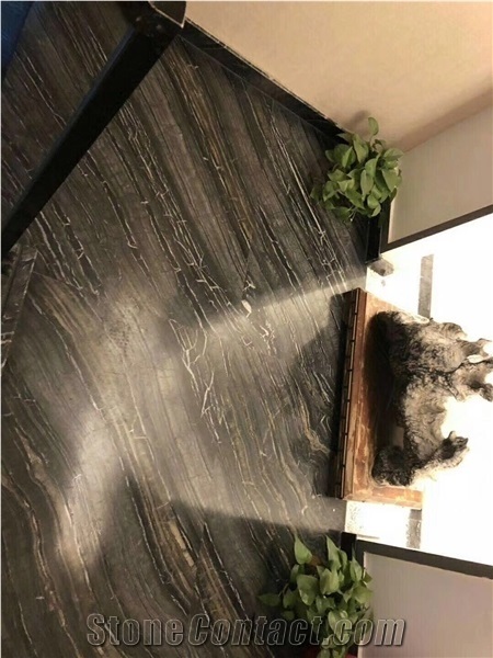 Chinese Black Wooden Marble Slab and Cut to Size