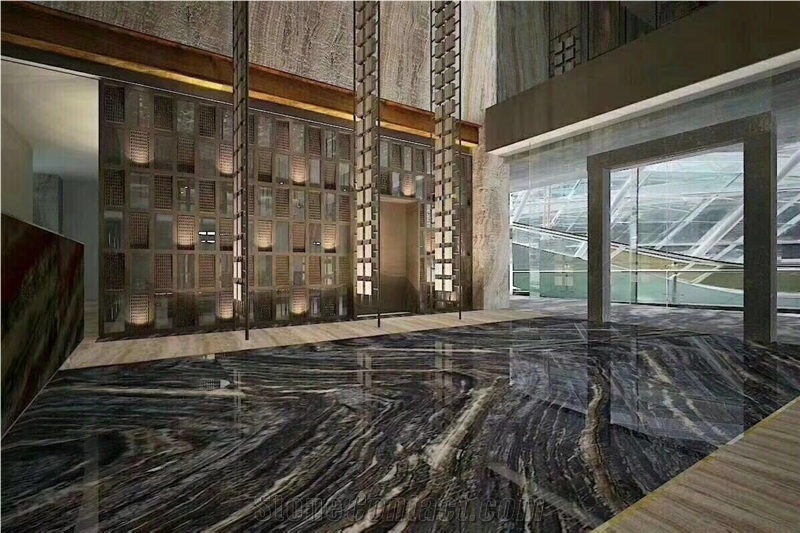 Chinese Black Wooden Marble Slab and Cut to Size