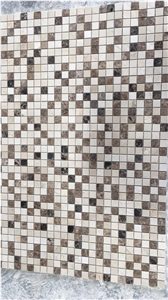 Crema Marfil with Emperador Dark Classic Mosaic Tile