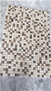 Crema Marfil with Emperador Dark Classic Mosaic Tile
