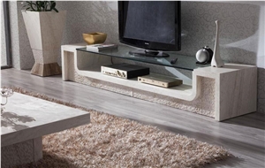Beige Limestone Tv Table Stand,Interior Furniture Tables for Living