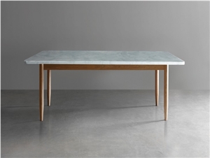 Bianco Carrara White Marble Rectangular Dinner Table,Interior Tabletop Furniture