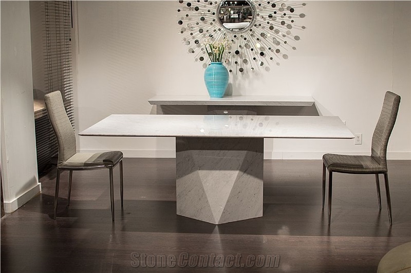 Bianco Carrara White Marble Round Tabletop Interior Furniture,Polished