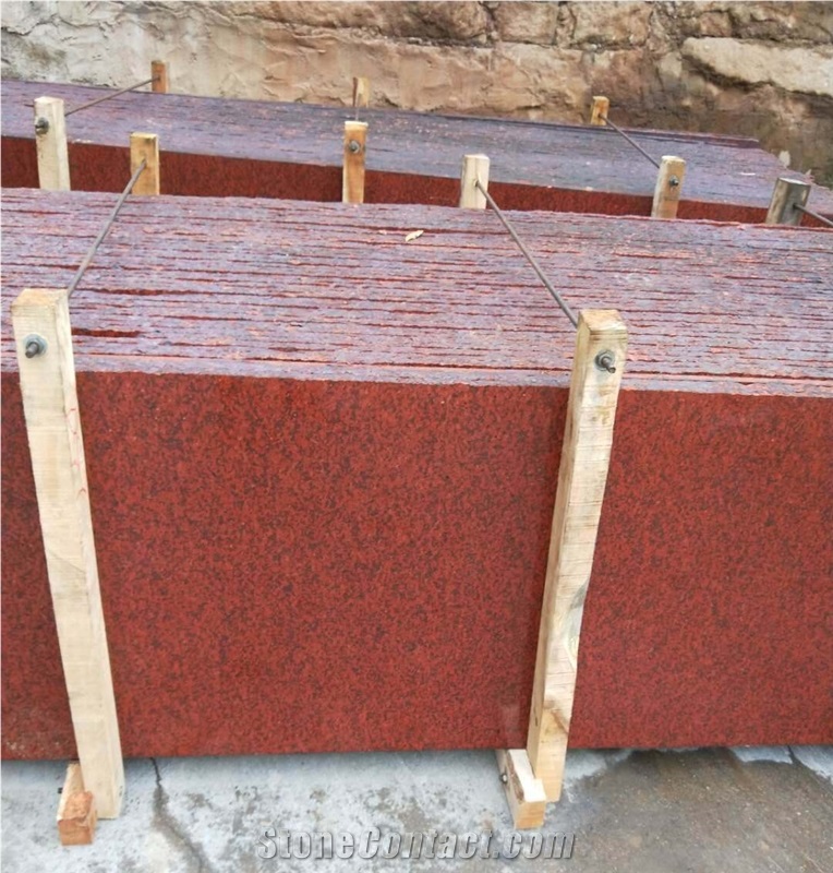 China Cheap Dyed Red Granite Slab,Machine Cutting Panel Floor Tile