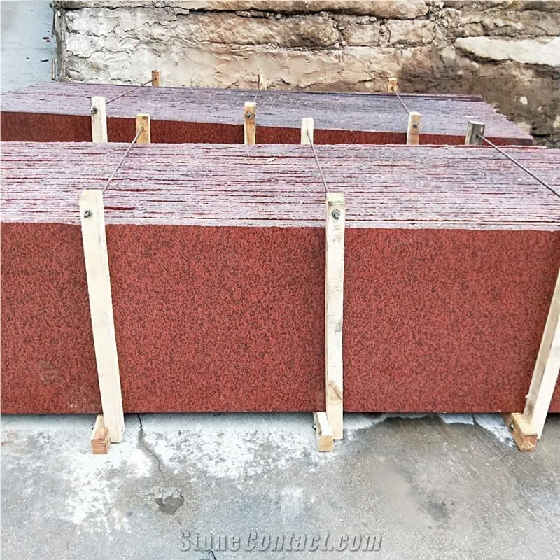 China Cheap Dyed Red Granite Slab,Machine Cutting Panel Floor Tile