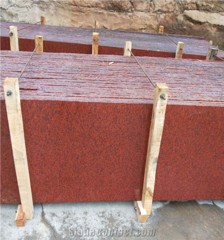China Cheap Dyed Red Granite Slab,Machine Cutting Panel Floor Tile Polished