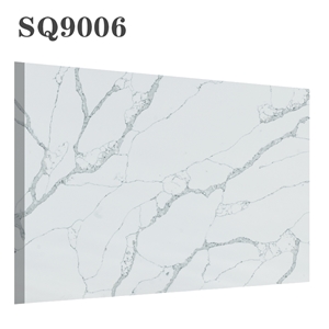 White Calacatte Artificial Quartz Stone with Solid Surface for Top
