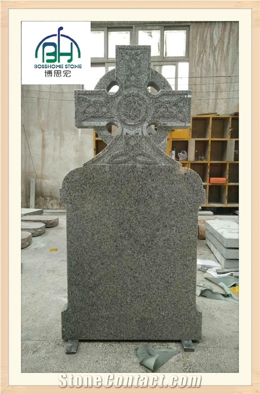 Classical Grey Granite G603 Western Style Monument Cross Tombstone