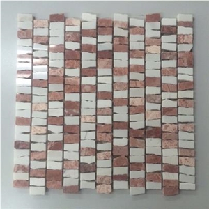 Red Milk White Marble Magic Mosaic Tile, Polished or Honed