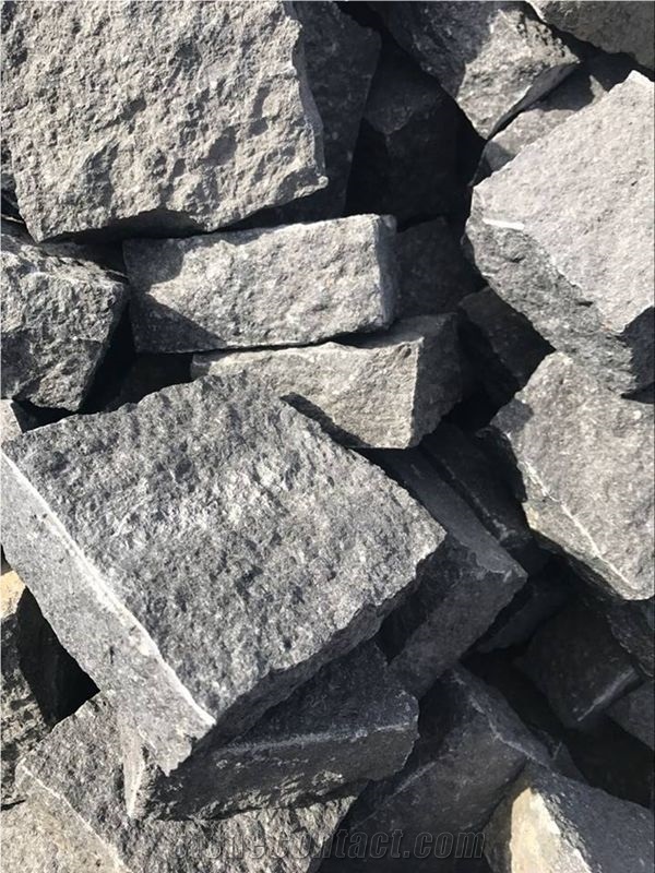 Black Pearl Granite Cube Stone & Pavers, G684 Granite Cobble Pavers