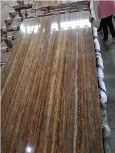 Brown Vein Marble Slabs, Silver Grey Travertine Slabs for Cut to Size