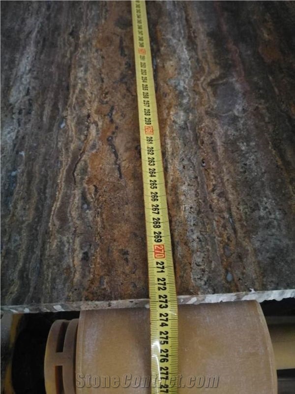 Brown Vein Marble Slabs, Silver Grey Travertine Slabs for Cut to Size