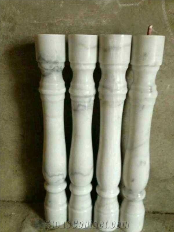 Guangxi White Marble Staircase Handrails, Marble Balustrade Railings