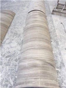 Wooden Grey Marble Column Base, Grey Vein Marble Pillars, Wood Grain Grey Marble Pillars