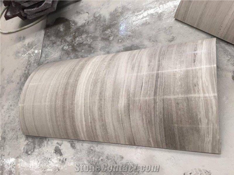 Wooden Grey Marble Column Base, Grey Vein Marble Pillars, Wood Grain Grey Marble Pillars