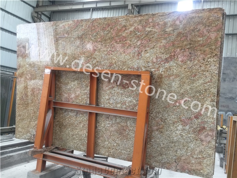 Indian Imperial Gold Yellow/Golden King Granite Stone Slabs&Tiles Wall