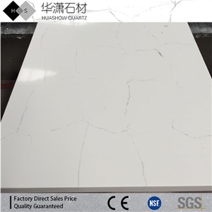 Carrara White Quartz Stone Countertops,Eased Edges Quartz Countertops
