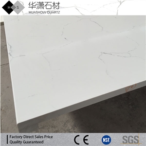 Carrara White Quartz Stone Countertops,Eased Edges Quartz Countertops