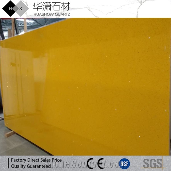 Colorful Pure Yellow Quartz Stone Cut to Size Tiles and Slabs