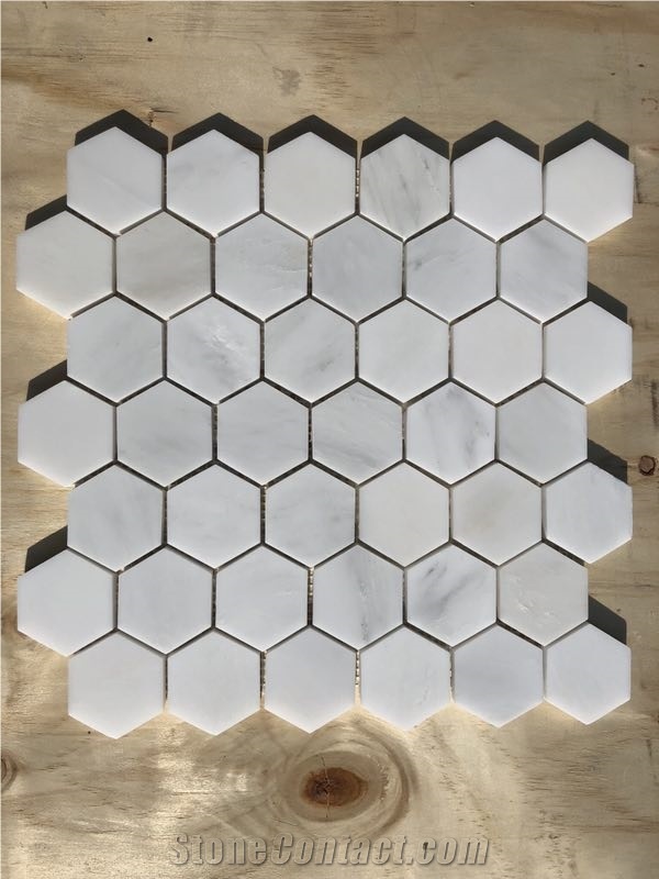 Oriental White Hexagon Mosaic,White Marble Floor Mosaic Tiles