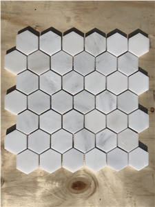Oriental White Hexagon Mosaic,White Marble Floor Mosaic Tiles