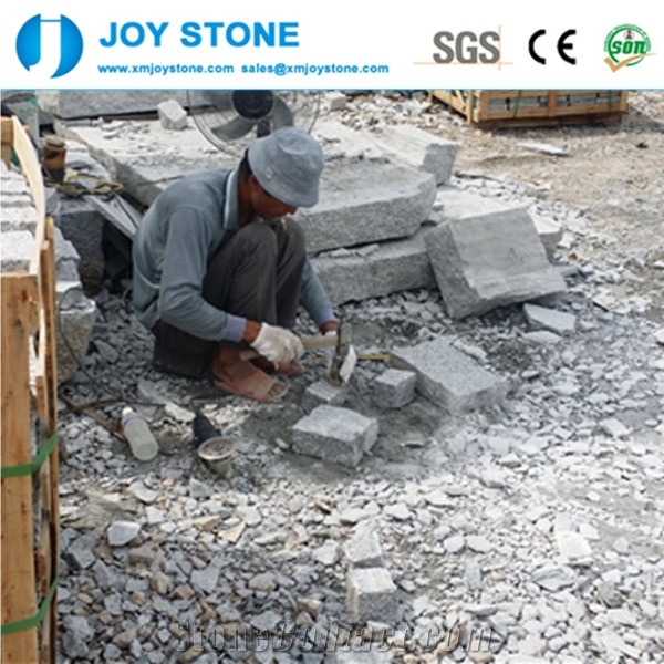 Natural Split 10x10x5cm G623 China Bianco Sardo Granite Cobble Stone