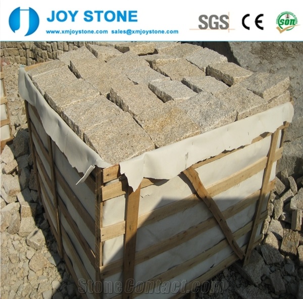 Natural Split G682 Gold Rusty Granite Cube Stone Pavers Cheap for Sale