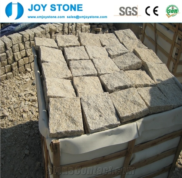 Natural Split G682 Gold Rusty Granite Cube Stone Pavers Cheap for Sale