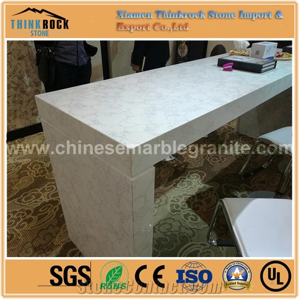 Chinese Hot Sale Rivers Texture Single White Quartz Bar Tops From