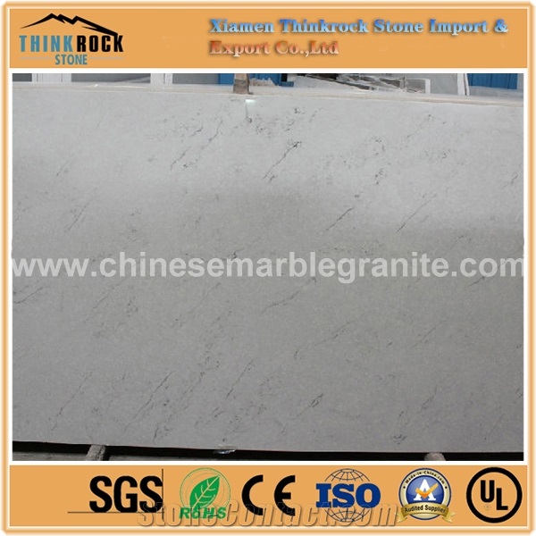 EdgeFinished Niagara Marble Veins White Quartz Kitchen Countertops