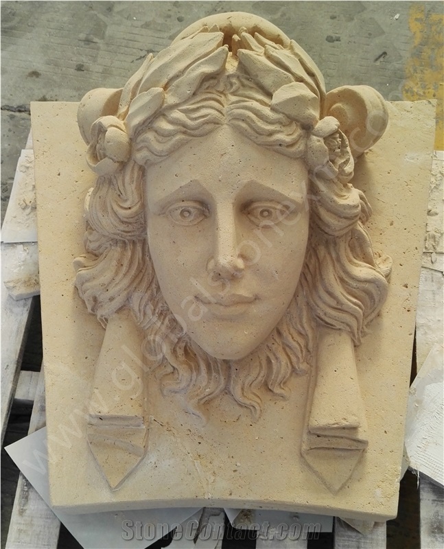 France Beige Limestone Human Buts Sculpture