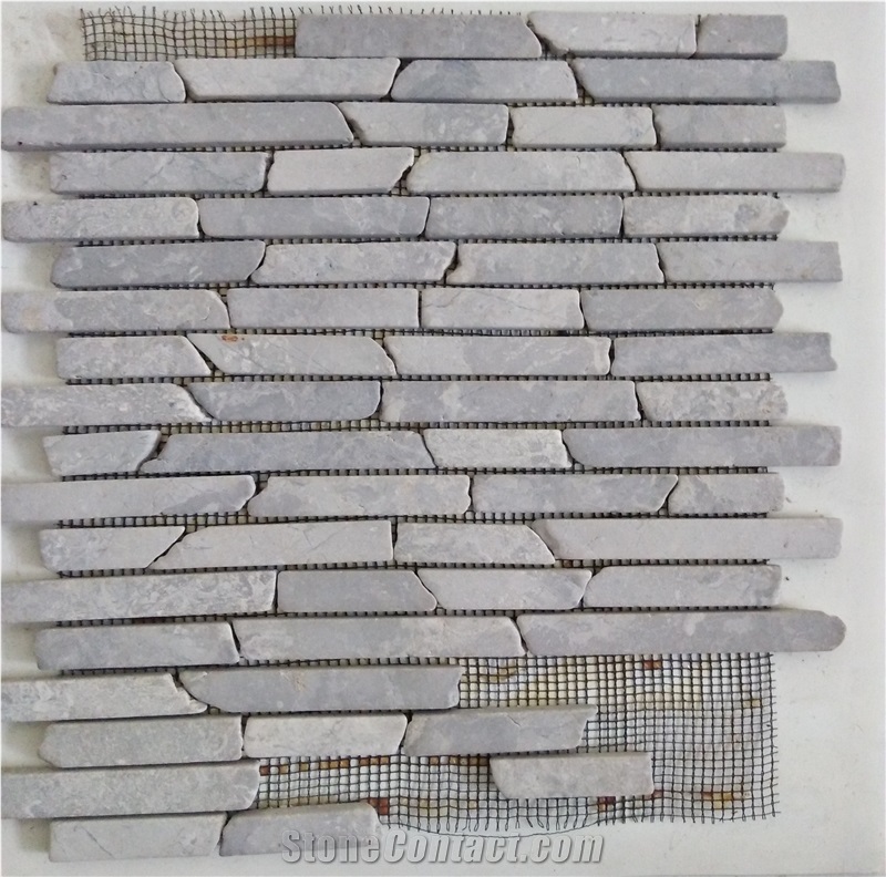Handcrafted Marble Linear Mosaic Glued on Net