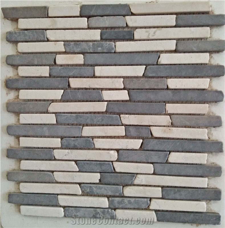 Handcrafted Marble Linear Mosaic Glued on Net
