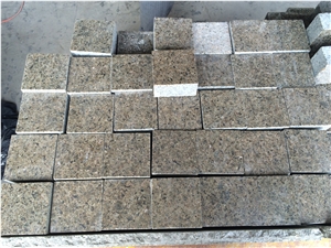 Brown Paving Sets,Brown Color Cube Stone,Brown Granite Driveway Stone