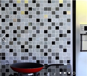 Glass and Stone Work Together Wall Mosaic